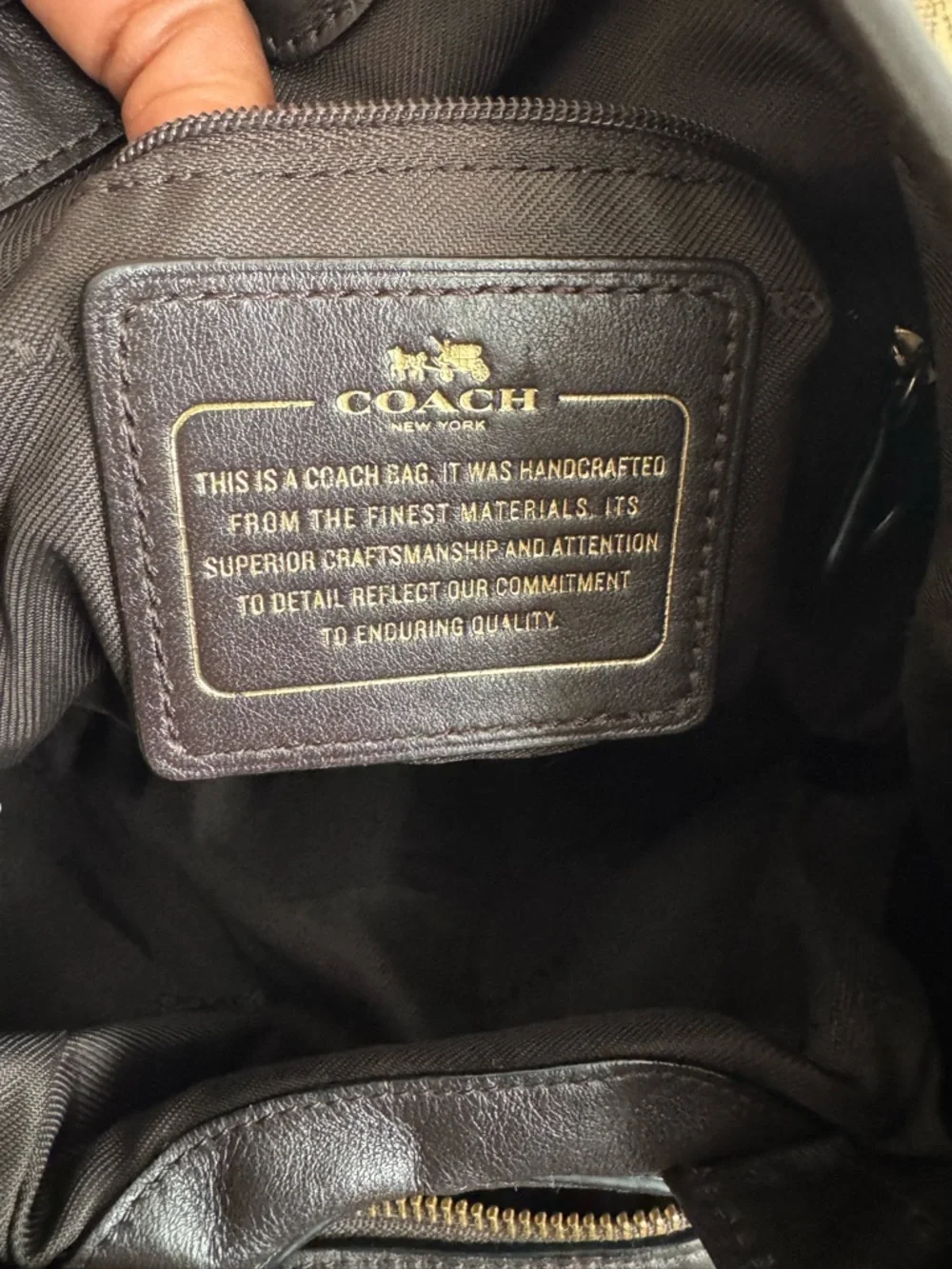 Coach Brown Signature Canvas Shoulder Bag with Dark Brown Trim - Picture 5 of 16